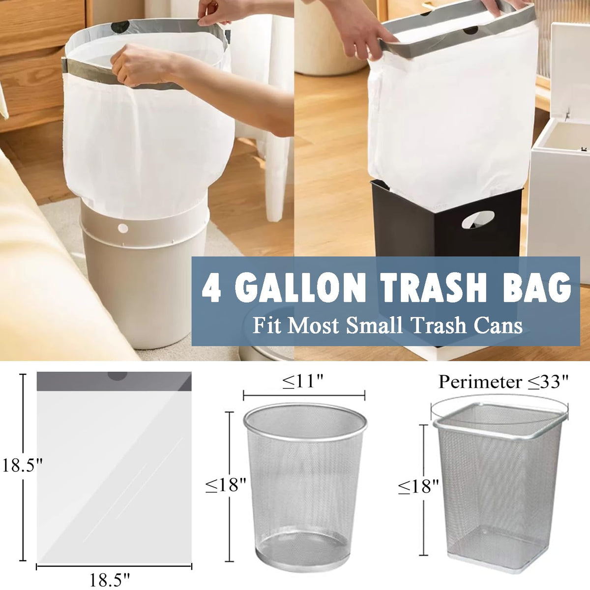 4 Gallon Drawstring Trash Bags 57 Count White V850949