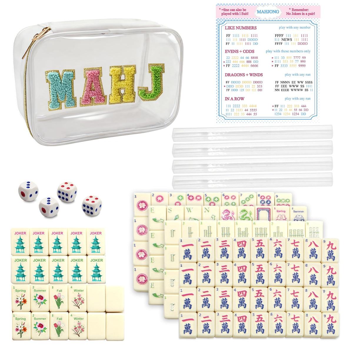 Mini Mahjong Set with 166 White Tiles N53982