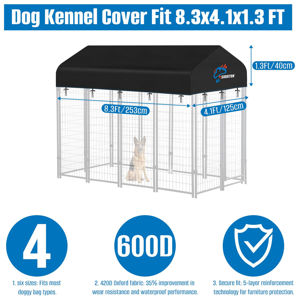 8x4FT Heavy Duty 600D Oxford Dog Kennel Replacement Cover E272088