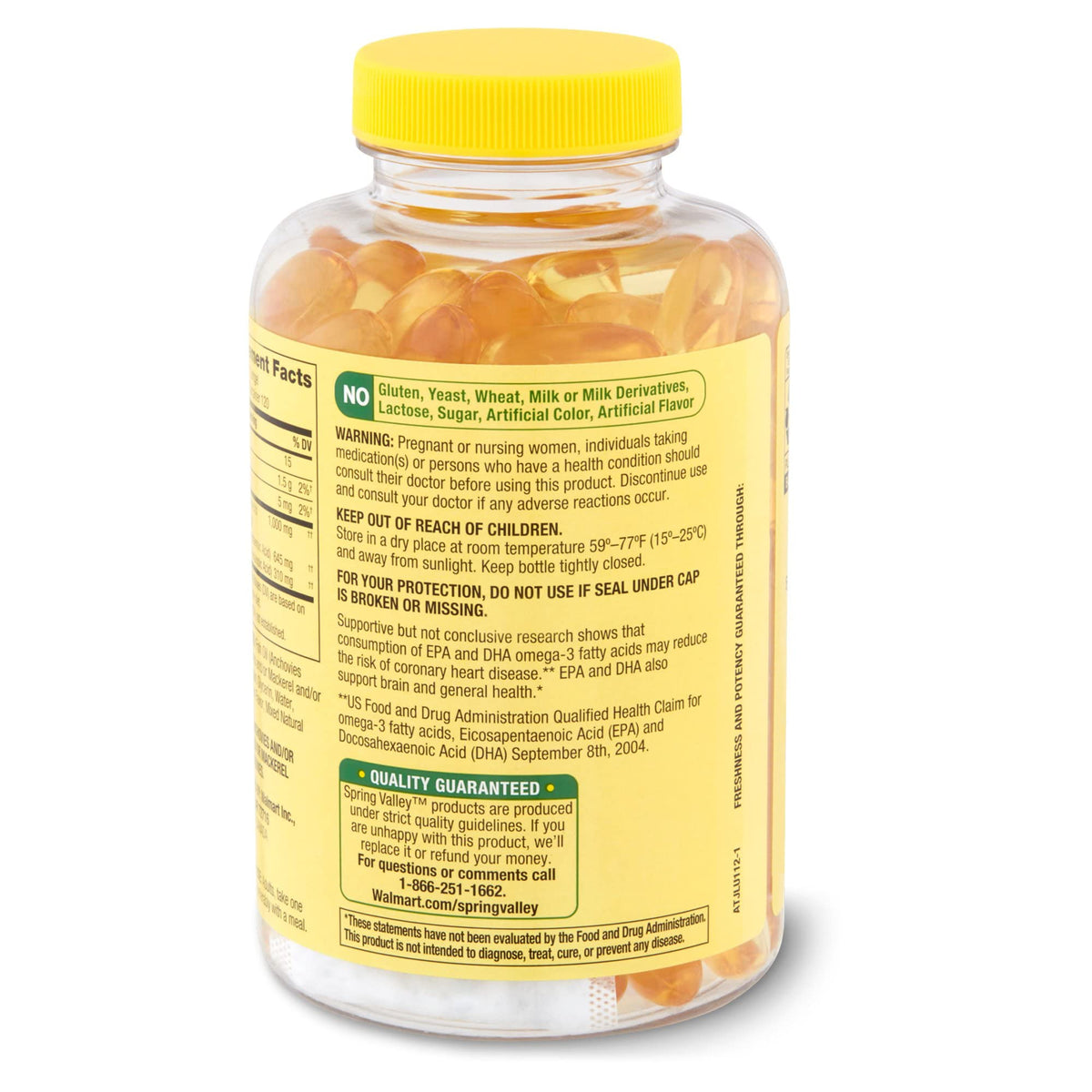 1000 mg Omega-3 Fish Oil Softgels Dietary Supplement B36453