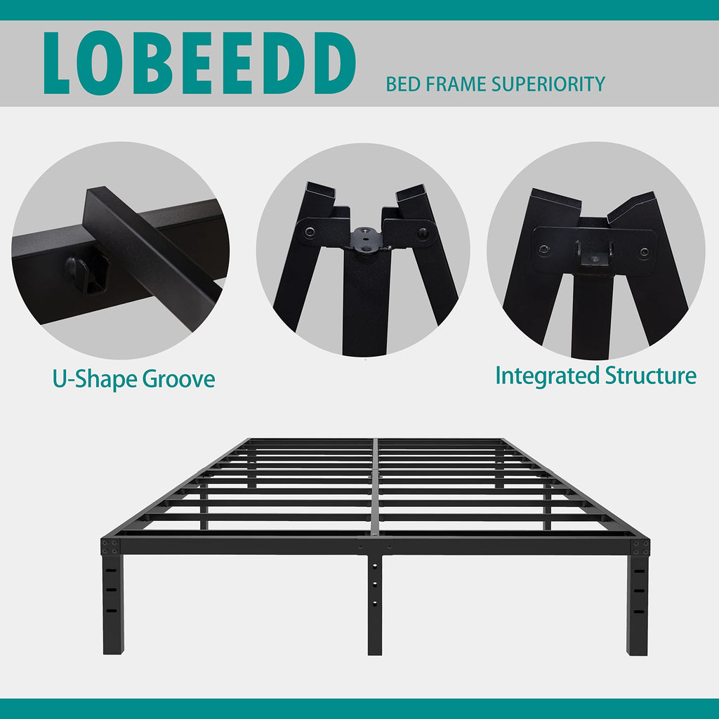 18 Inch Queen Metal Platform Bed Frame Heavy Duty Black N15131