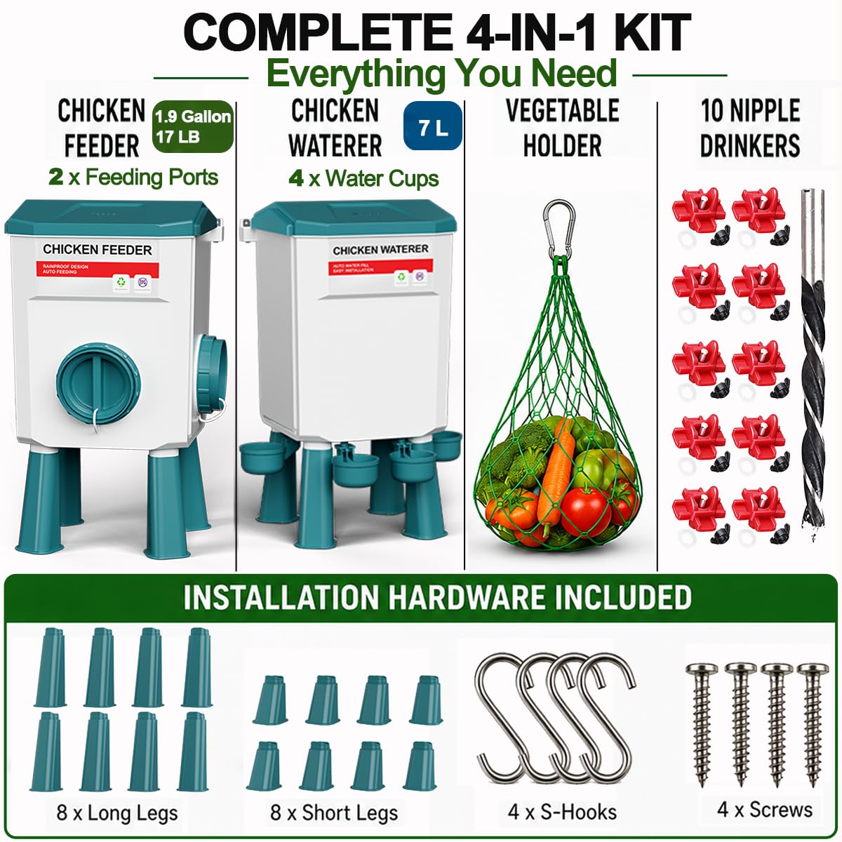 Automatic No Waste Poultry Feeder and Waterer Set C533