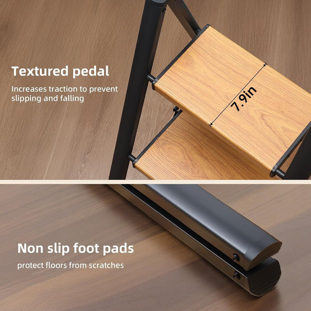 2 Step Folding Ladder, Black & Woodgrain W790