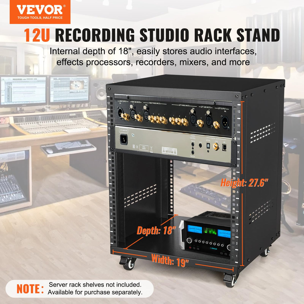 12U AV Rack Stand with Caster Wheels B557811