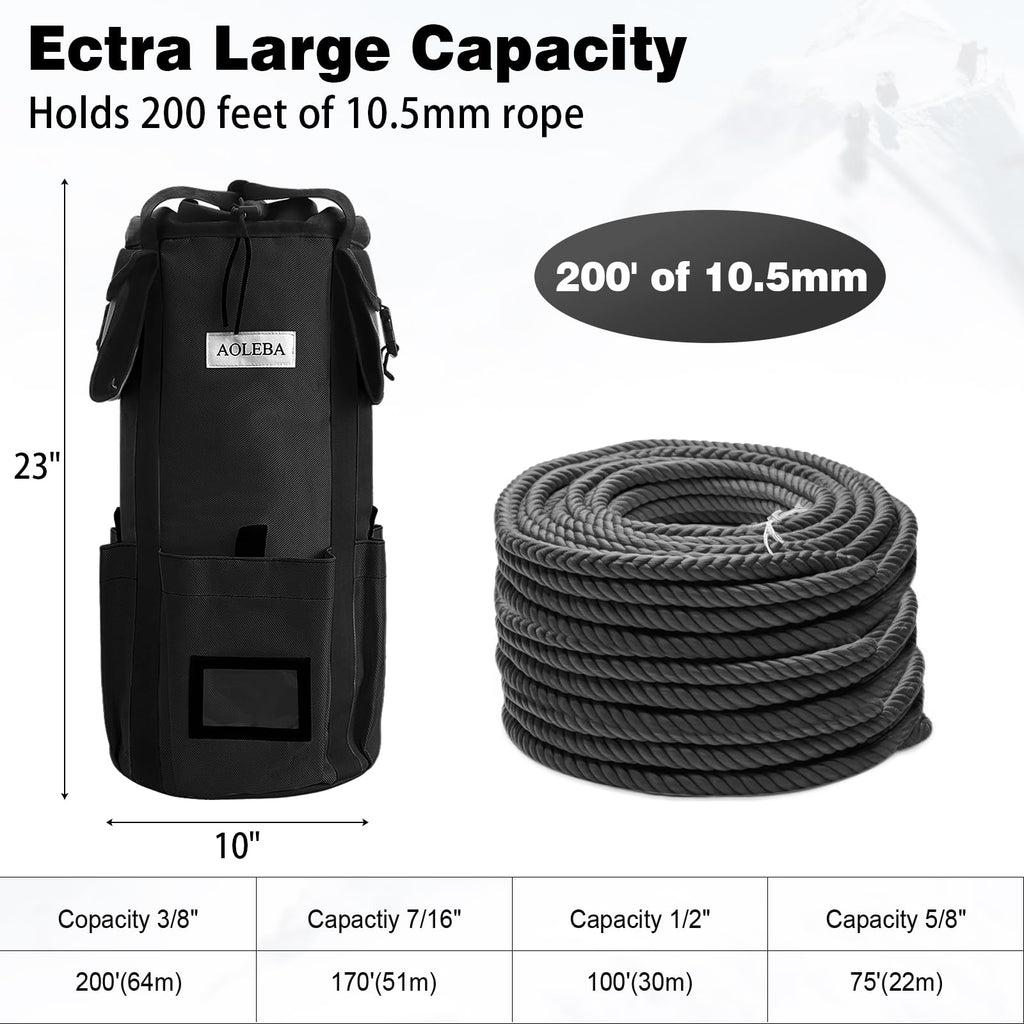 Arborist Rope Storage Bag Large Capacity 1680D Thicken Nylon with Hand Straps L534