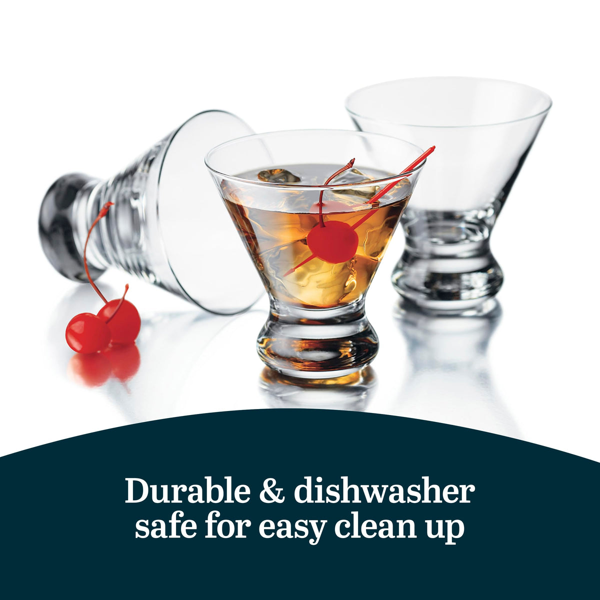 8.25 Oz Dishwasher Safe Stemless Martini Glasses Set of 4 D445138