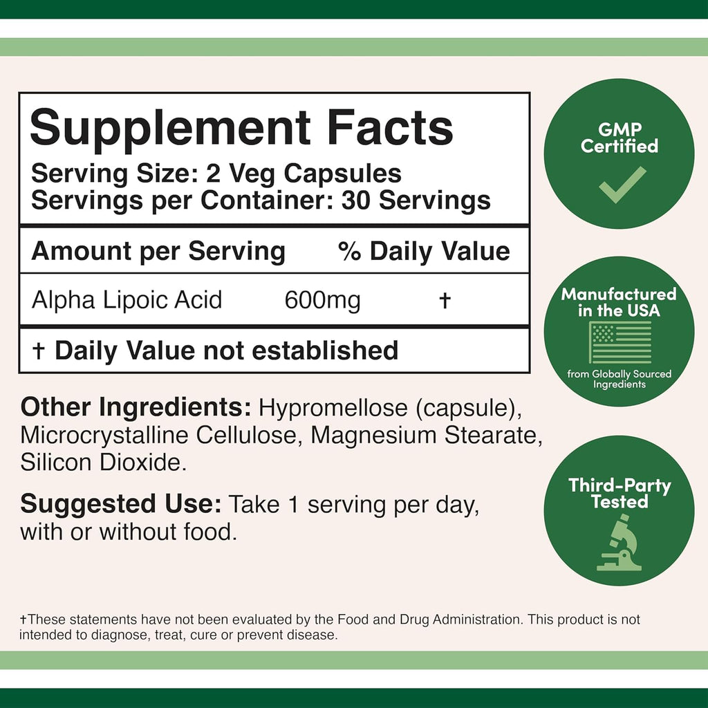Alpha Lipoic Acid 600mg 60 Capsules R90203