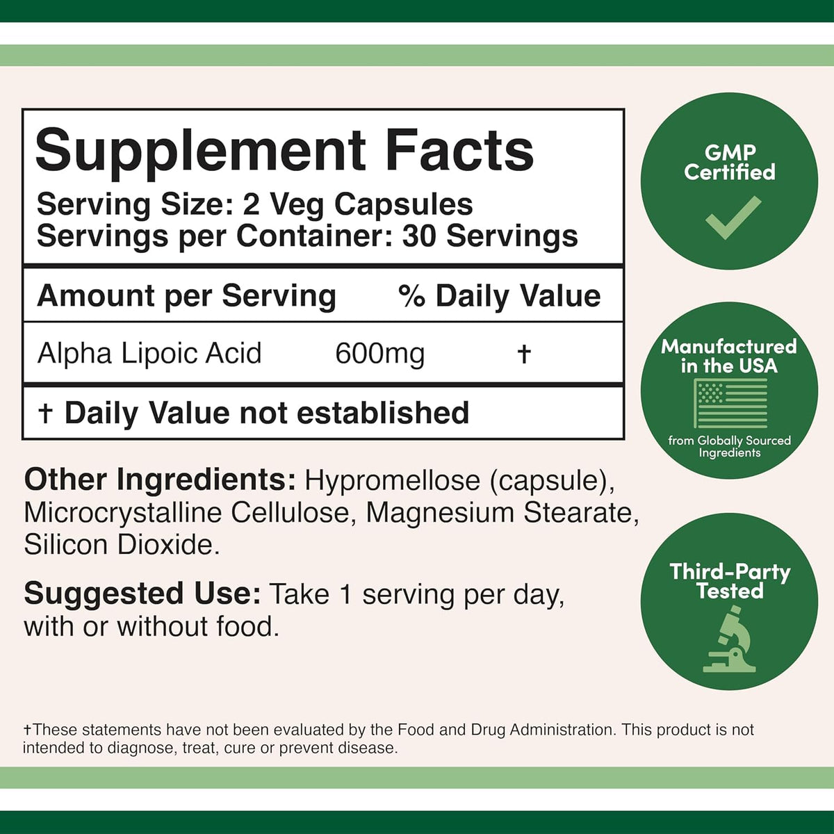 Alpha Lipoic Acid 600mg 60 Capsules R90203