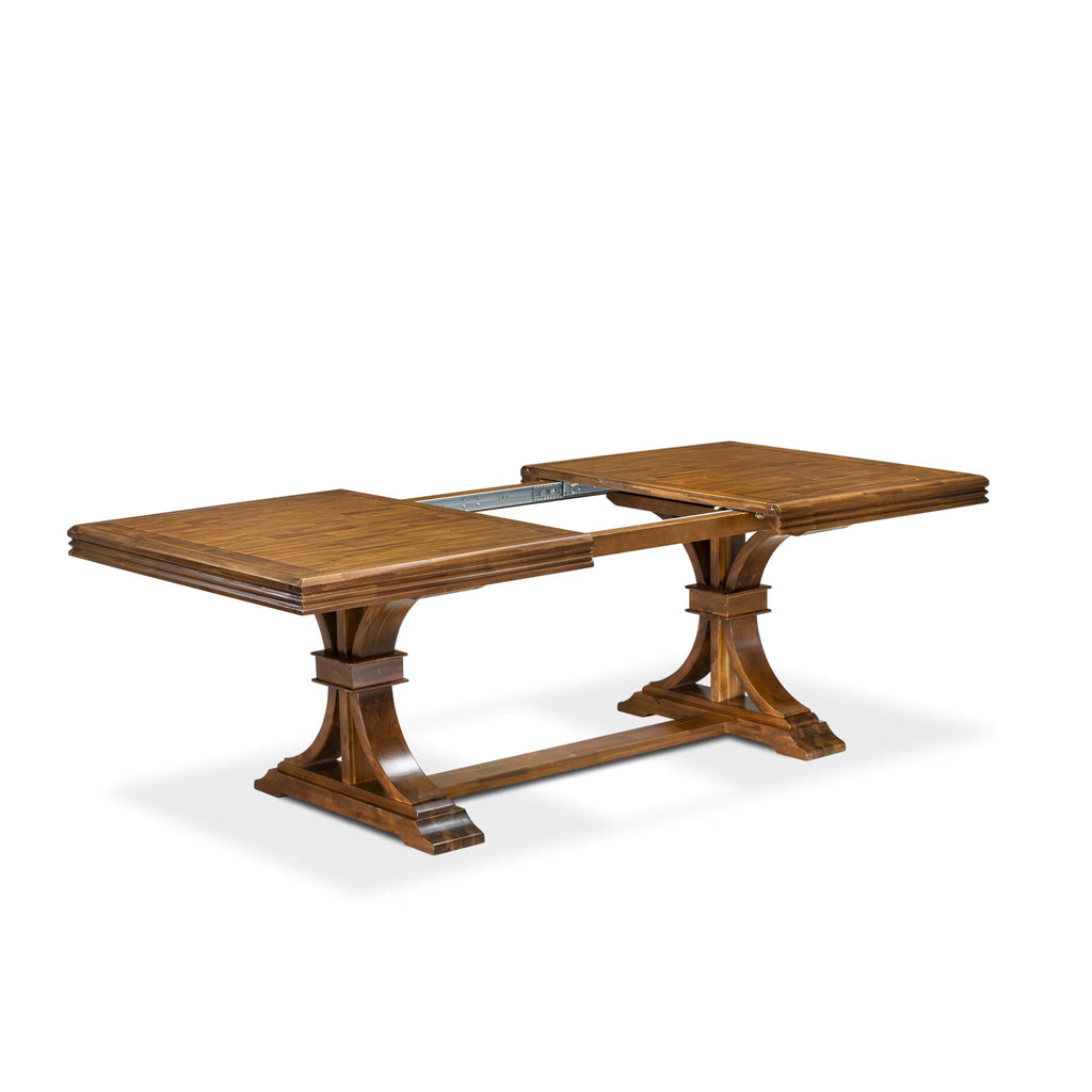 9 Piece Kitchen Table Set with 8 Beige Polyester Fabric Chairs Y3681