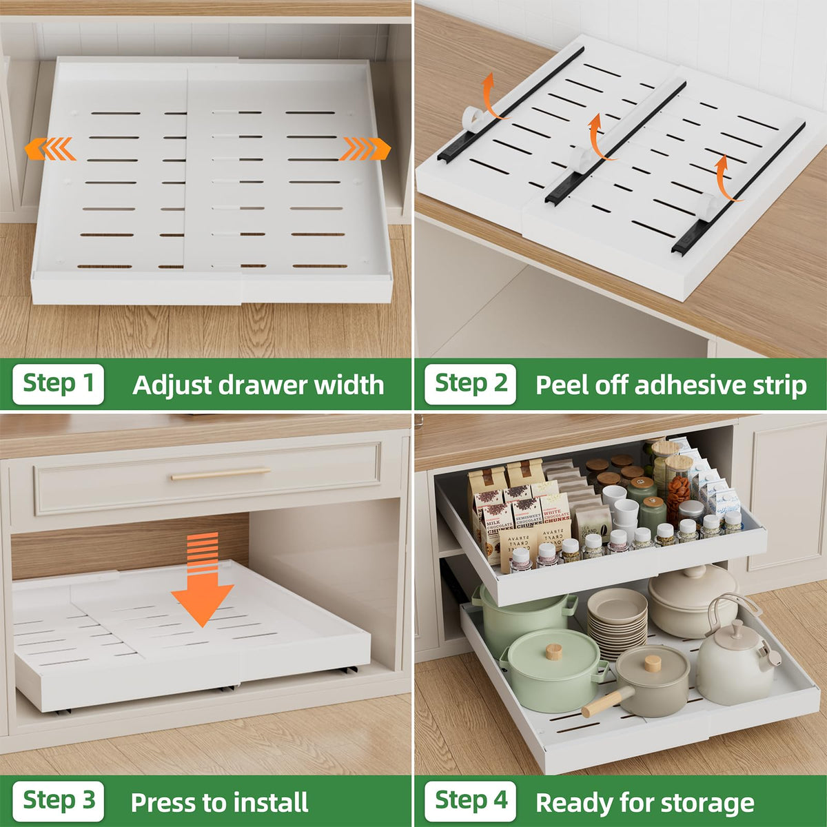4 Pack Expandable Pull Out Cabinet Organizer I152