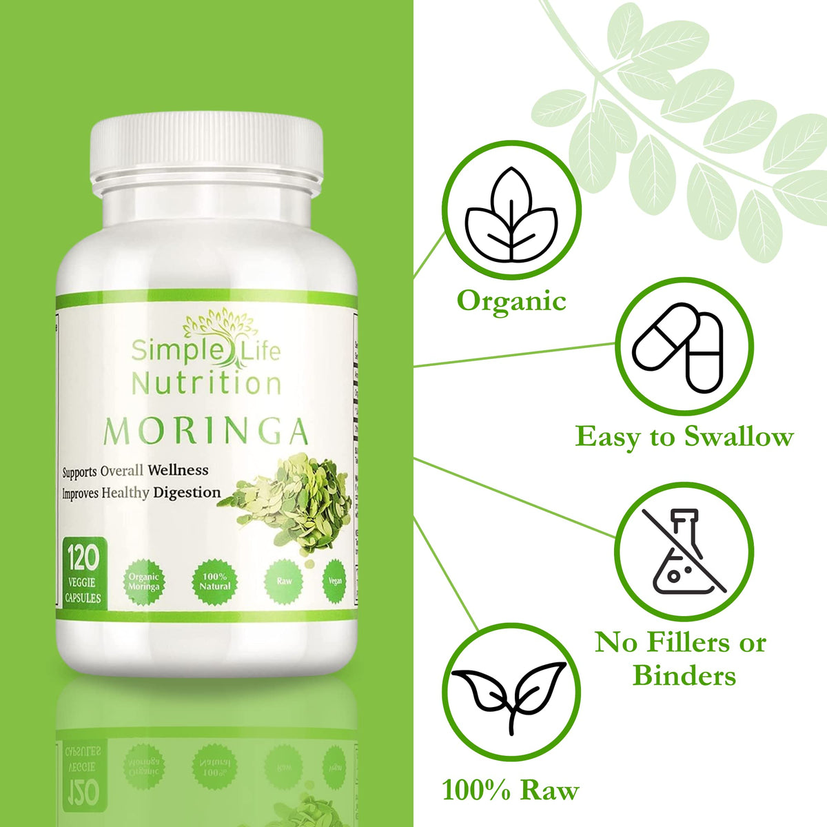 Organic Moringa Powder Capsules C8867