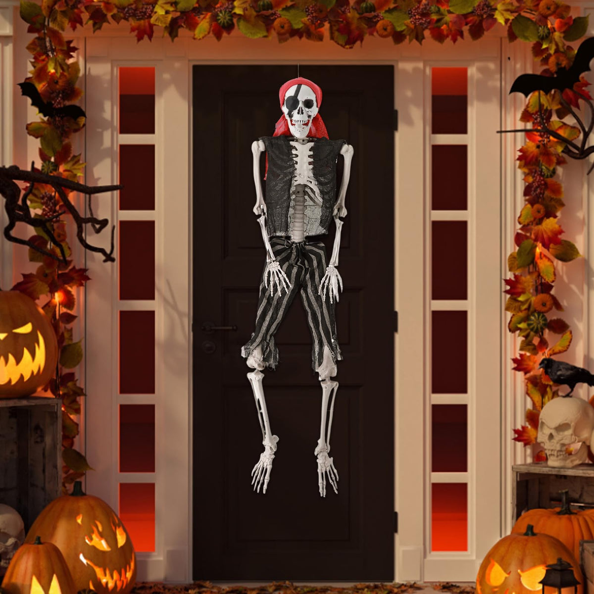5.4Ft Posable Halloween Skeleton with Movable Joints F8419