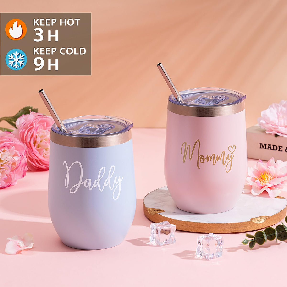 New Mom Gift Basket with Baby Clothes & Tumblers S395