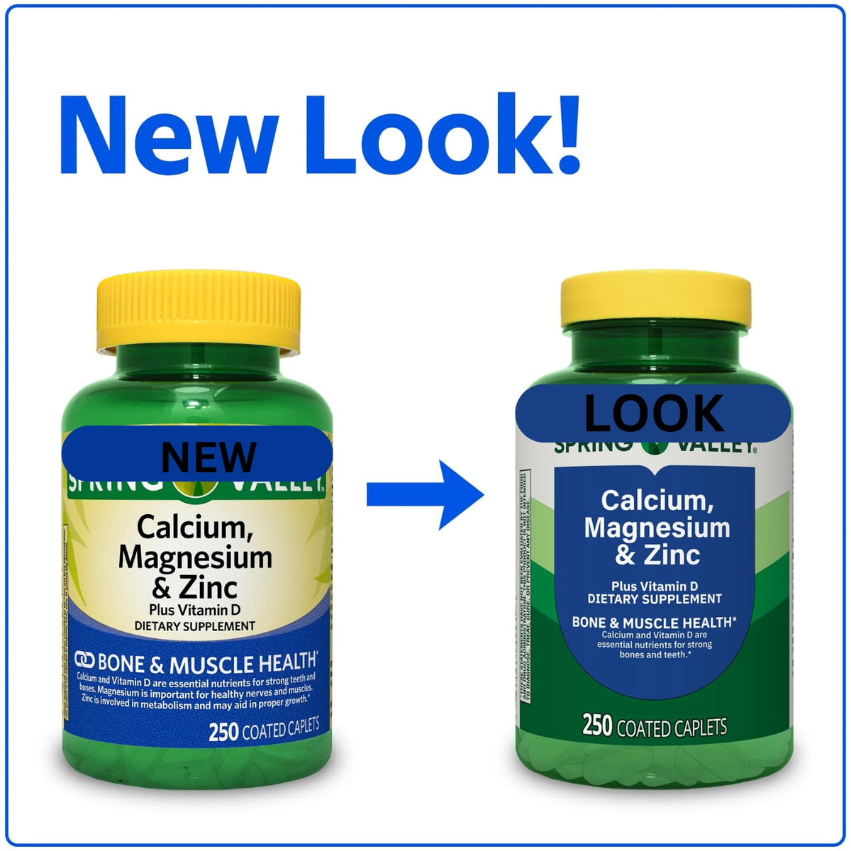 Calcium Magnesium Zinc Vitamin D3 Dietary Supplement 250 Coated Caplets Y43494