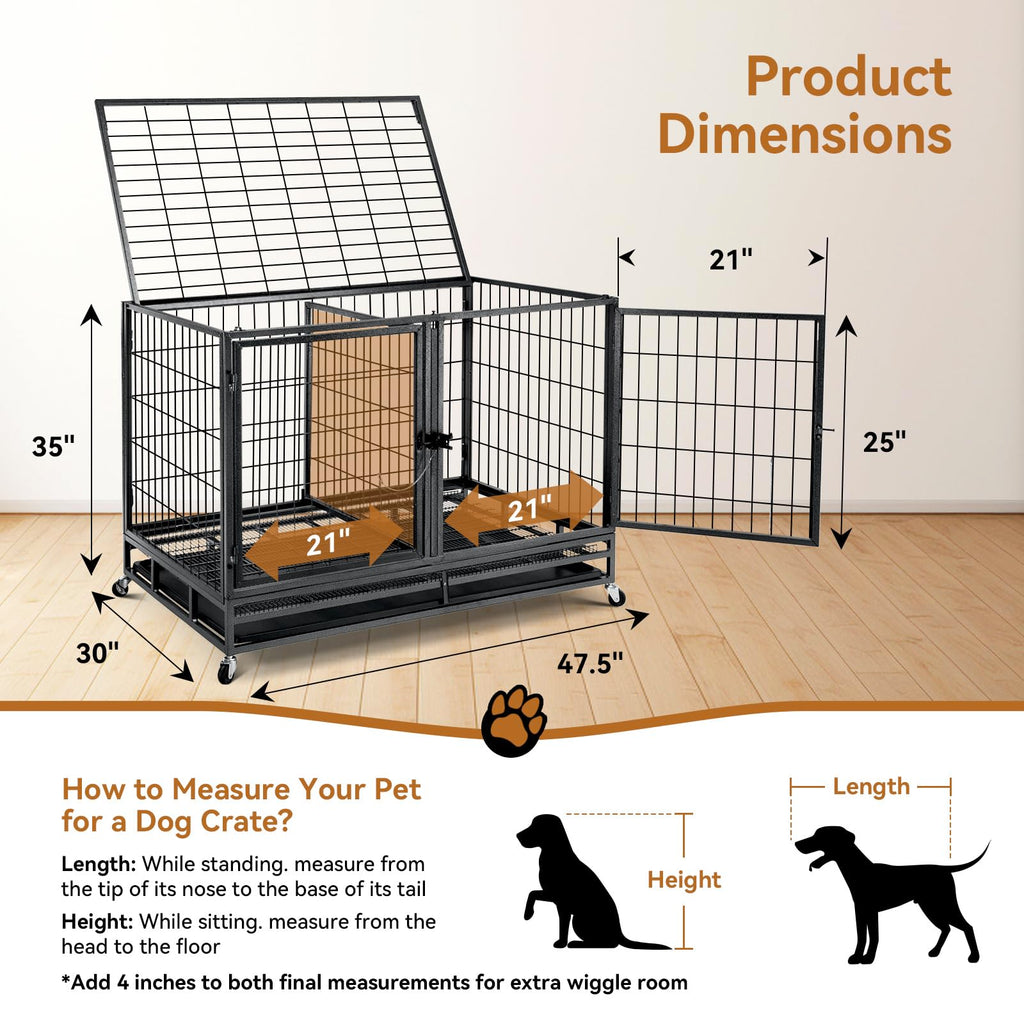 48inch Metal Wire Dog Crate with Divider N663589