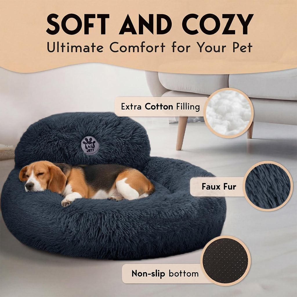 Medium Size Washable Anti-Slip Fluffy Plush Round Dog Bed B272
