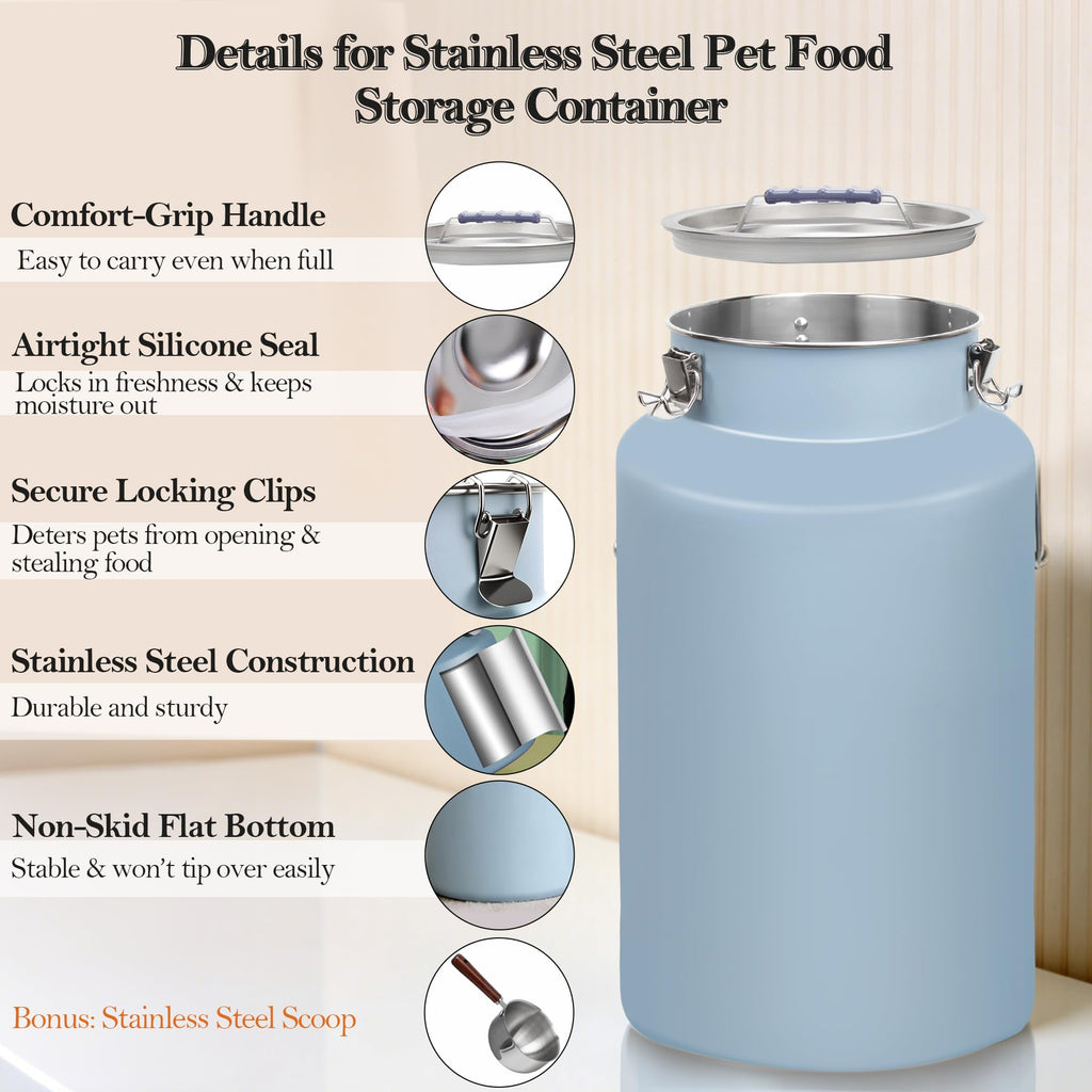 Stainless Steel Dog Food Storage Container with Scoop B417609