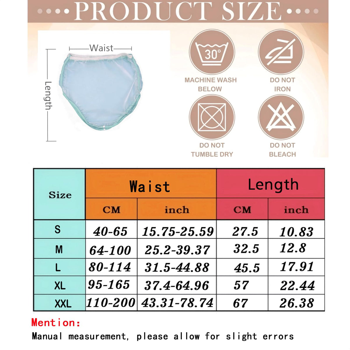 Plastic Waterproof Incontinence Underwear Size XL Z152268
