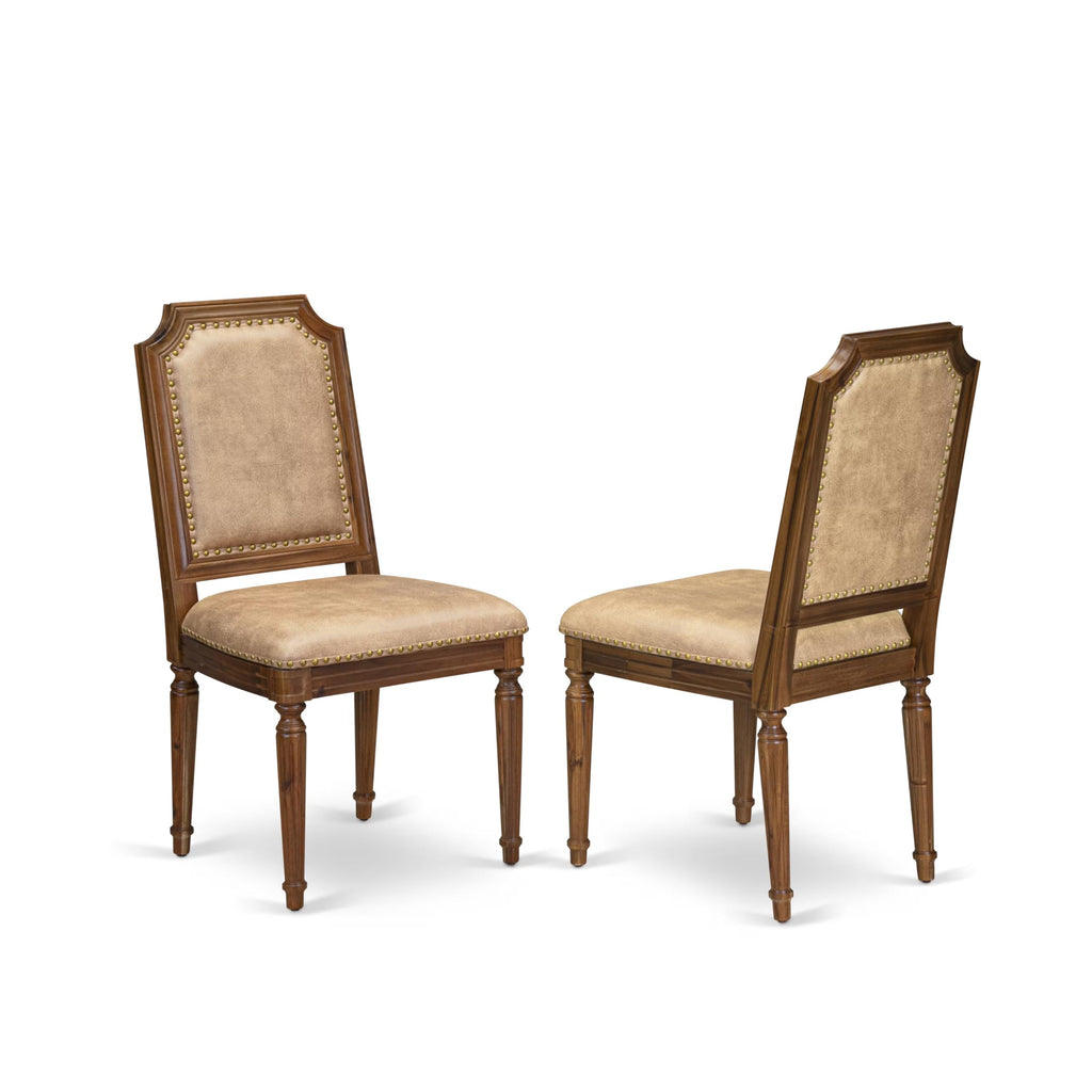 9 Piece Kitchen Table Set with 8 Beige Polyester Fabric Chairs Y3681