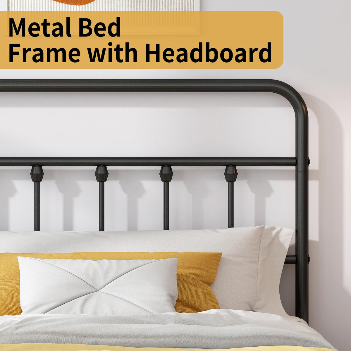 Queen Metal Bed Frame with Victorian Headboard & Footboard O85157