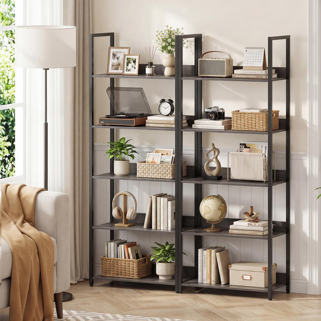 5-Tier Wooden Bookshelf Set of 2 J345241