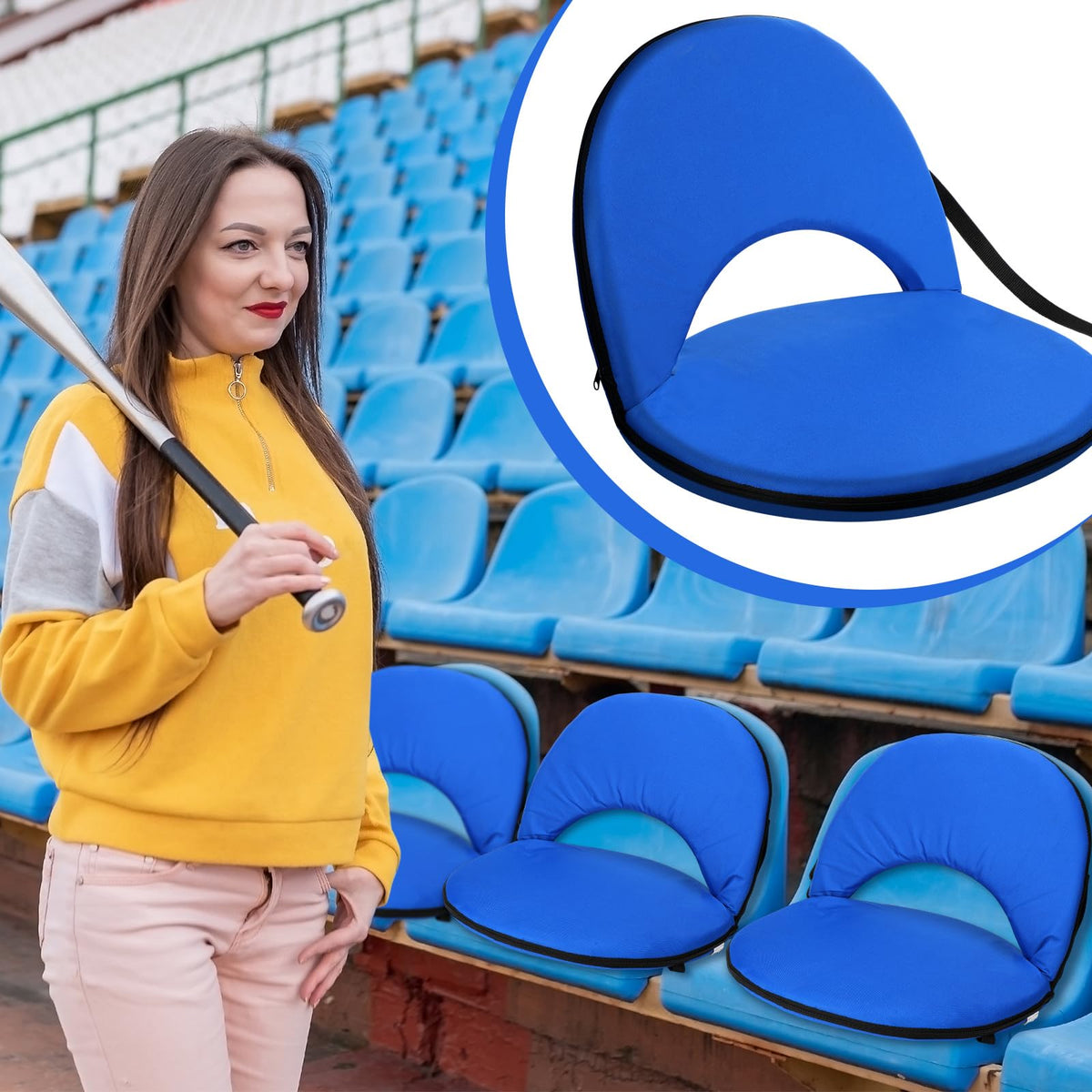 4 Pcs Adjustable Folding Portable Stadium Seats with Back X15101