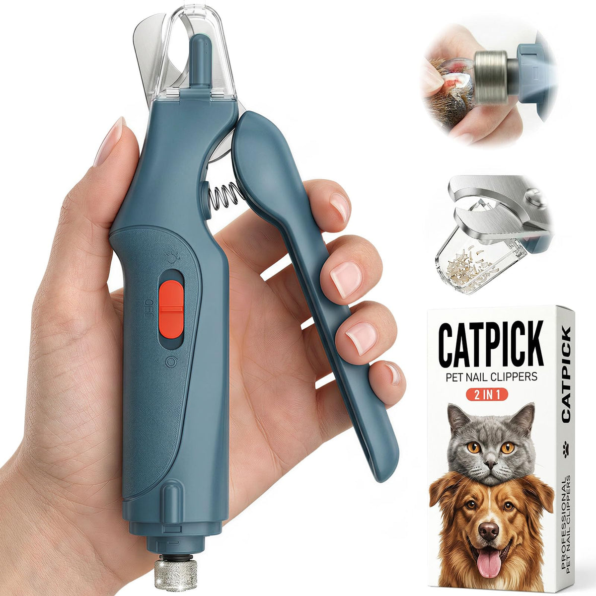 2-in-1 Cat & Dog Nail Clippers with Grinder and LED Lights F283