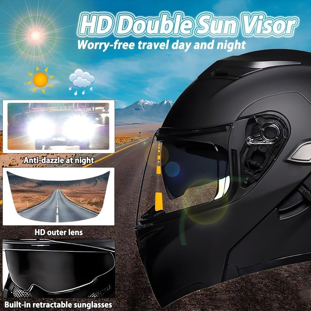 Flip Up Full Face Bluetooth Motorcycle Helmet with Dual Visor M31609