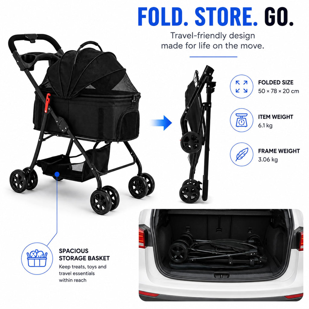 Foldable Pet Stroller with Cup Holder L755193