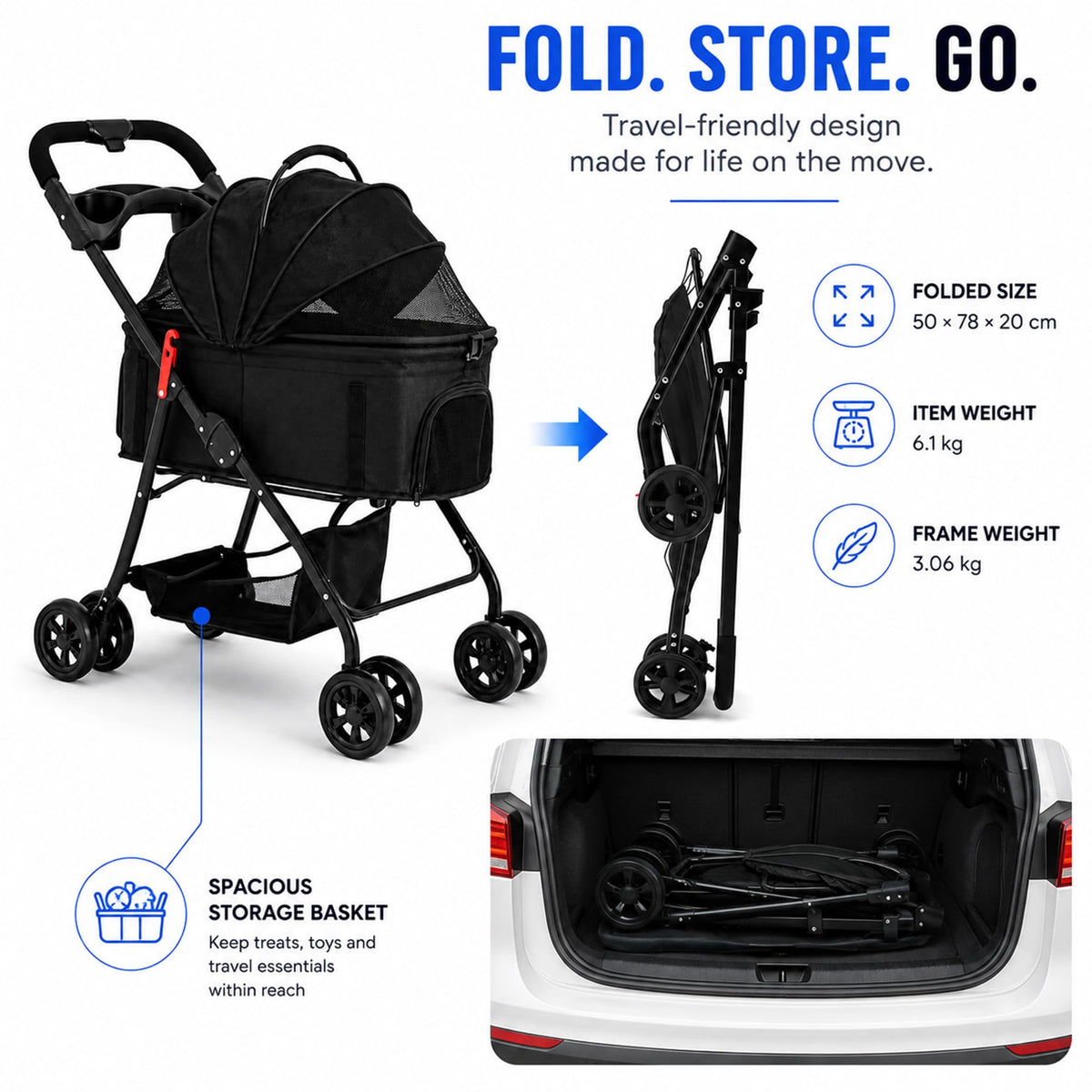 Foldable Pet Stroller with Cup Holder L755193