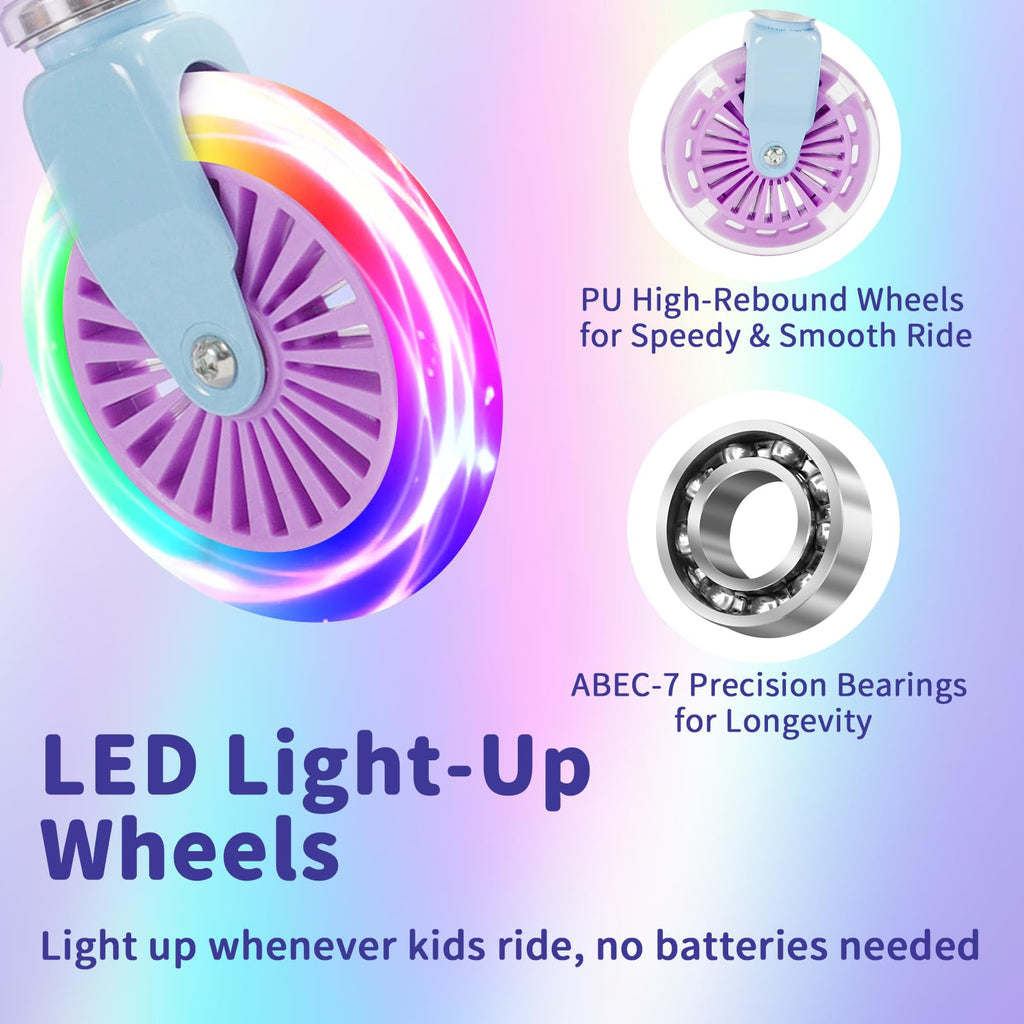 2 Wheel Folding Lightweight Kick Scooter with Light-Up Wheels O300