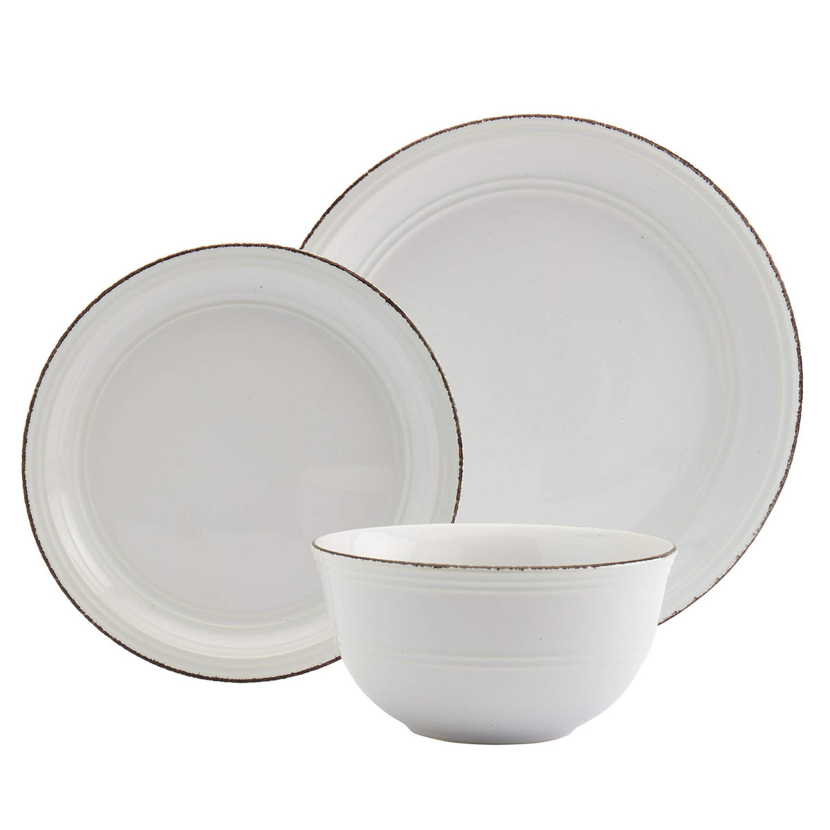 White 12 Piece Stoneware Dinnerware Set U20063