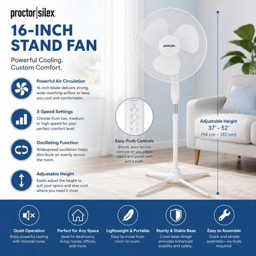 16-Inch 3-Speed Oscillating Pedestal Fan E268707