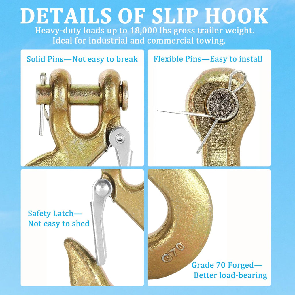 2 Pack 3/8" Heavy Duty Clevis Slip Hook with Safety Latch N676757