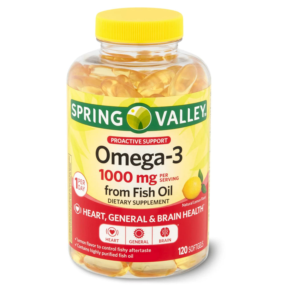 1000 mg Omega-3 Fish Oil Softgels Dietary Supplement B36453