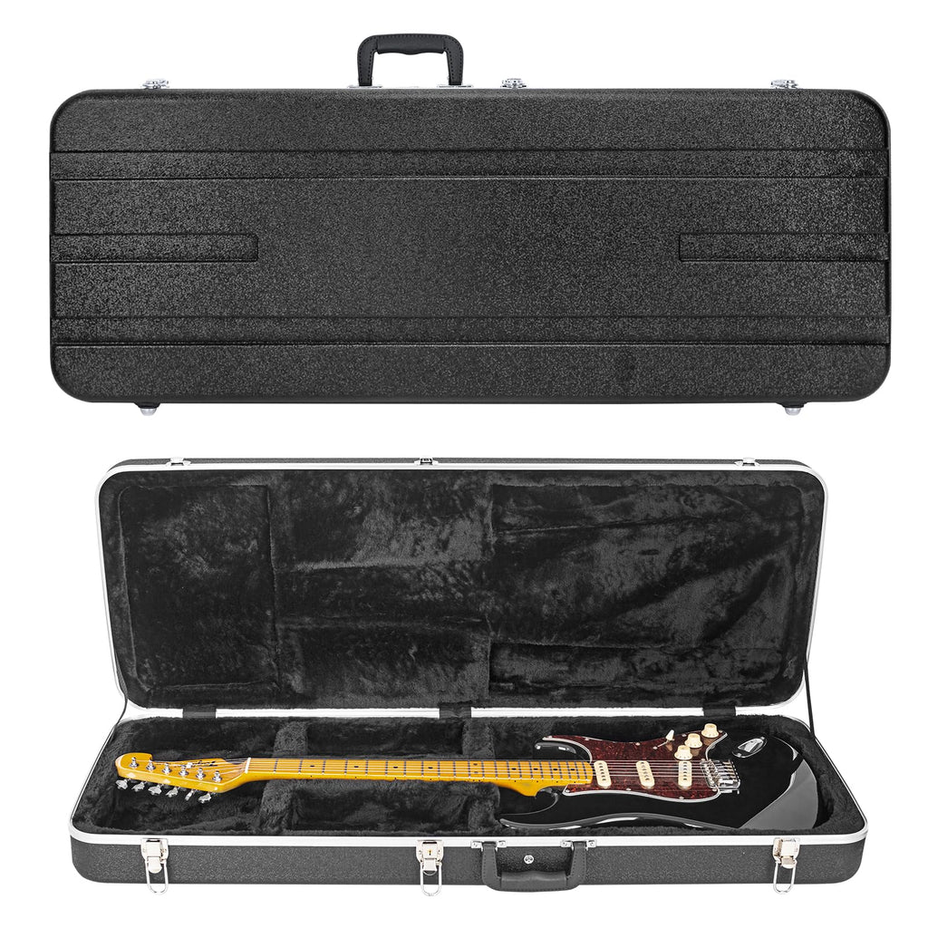 ABS Electric Guitar Hard Case 1.1 Inch Foam Plush Interior Black F384957