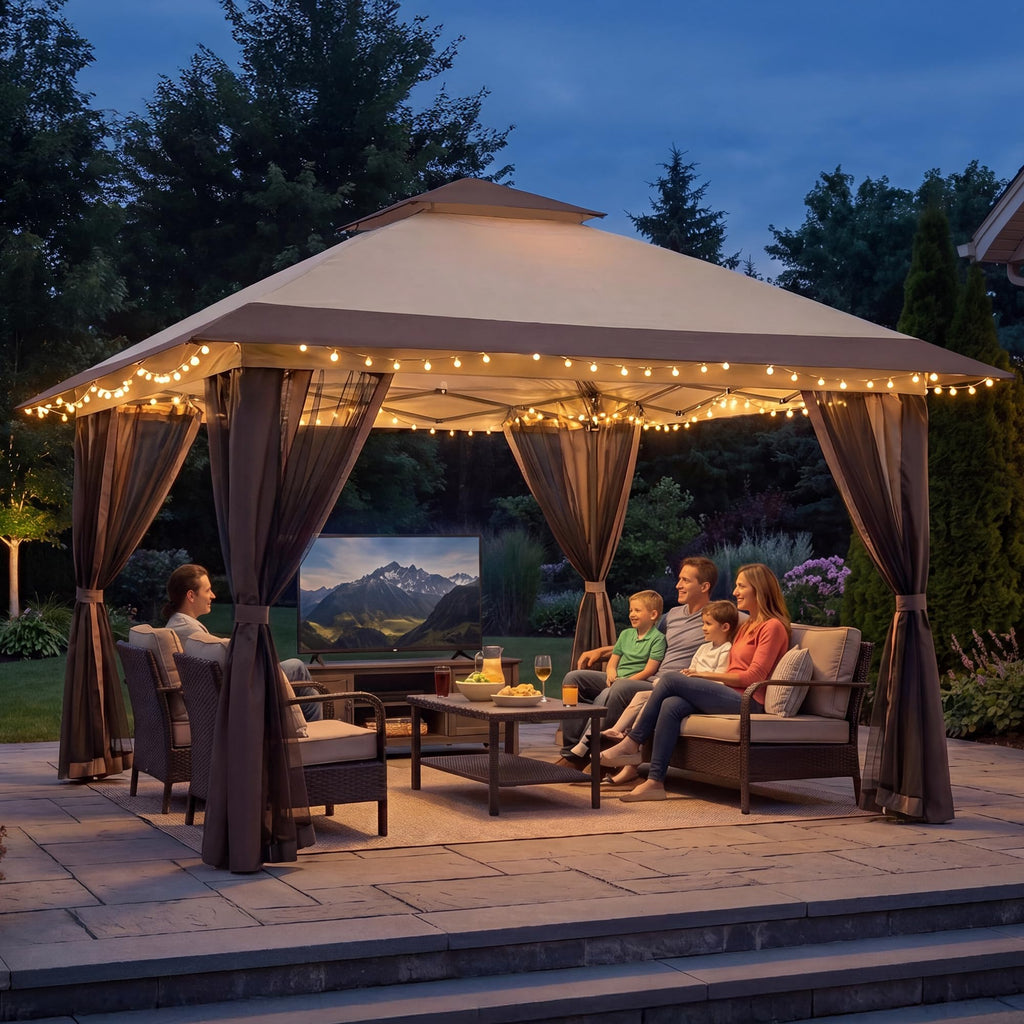 13x13 Pop Up Gazebo with Mosquito Netting Sidewall W382