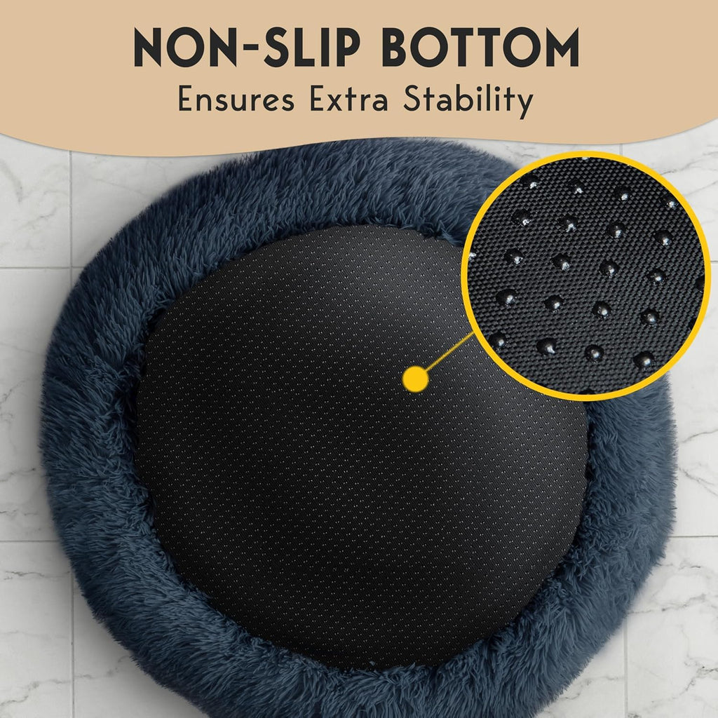 Medium Size Washable Anti-Slip Fluffy Plush Round Dog Bed B272