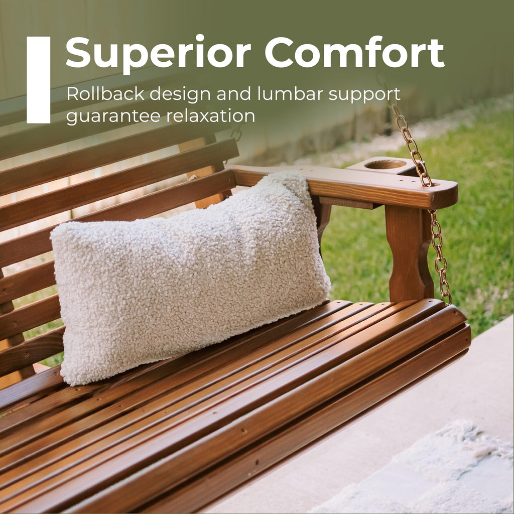 Heavy Duty 700 Lb Capacity Porch Swing with Cup Holders, 5 Foot M764