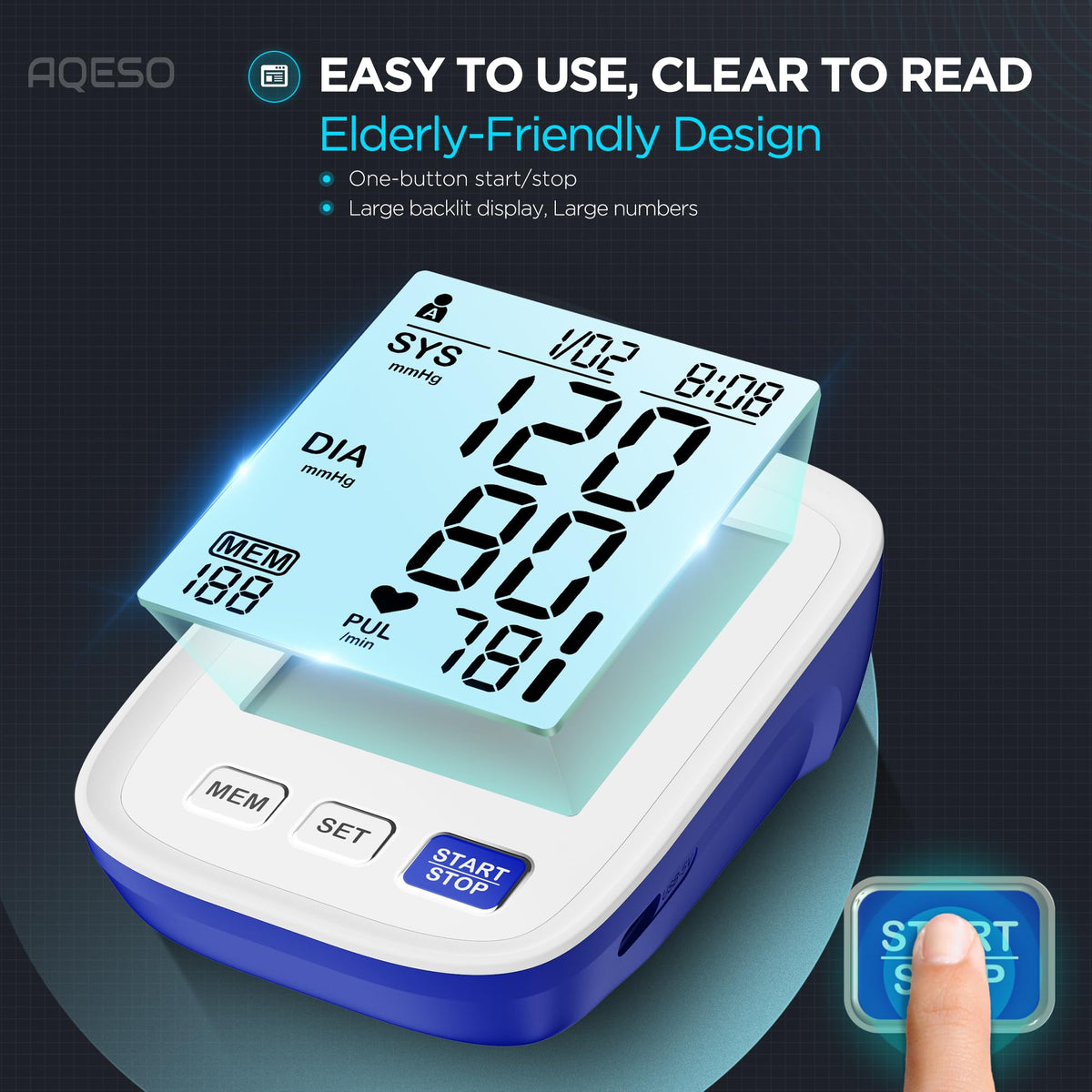 Automatic Digital Blood Pressure Monitor, 9-17 Inches Cuff, Large Backlit Screen S791577