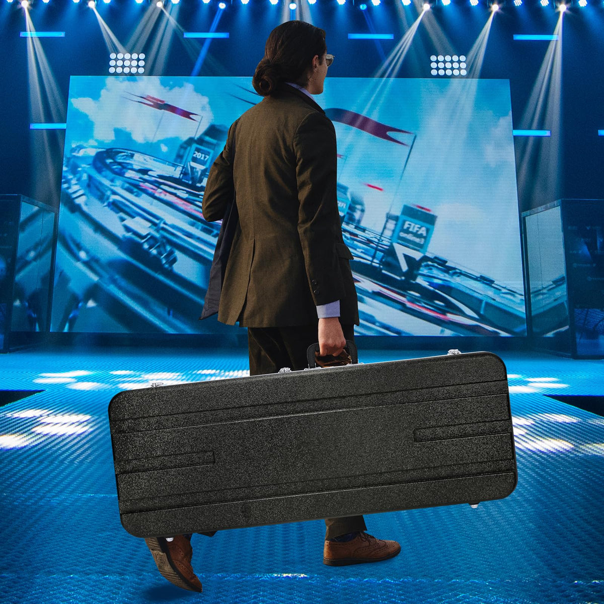 ABS Electric Guitar Hard Case 1.1 Inch Foam Plush Interior Black F384957