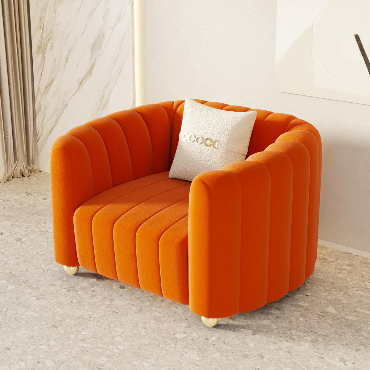 42" Velvet Sofa Chair with Gold Metal Legs C6401