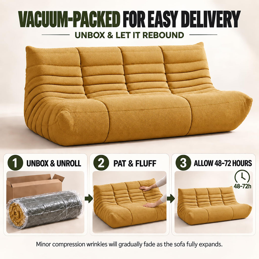 Yellow 3 Seater Bean Bag Sofa U56894