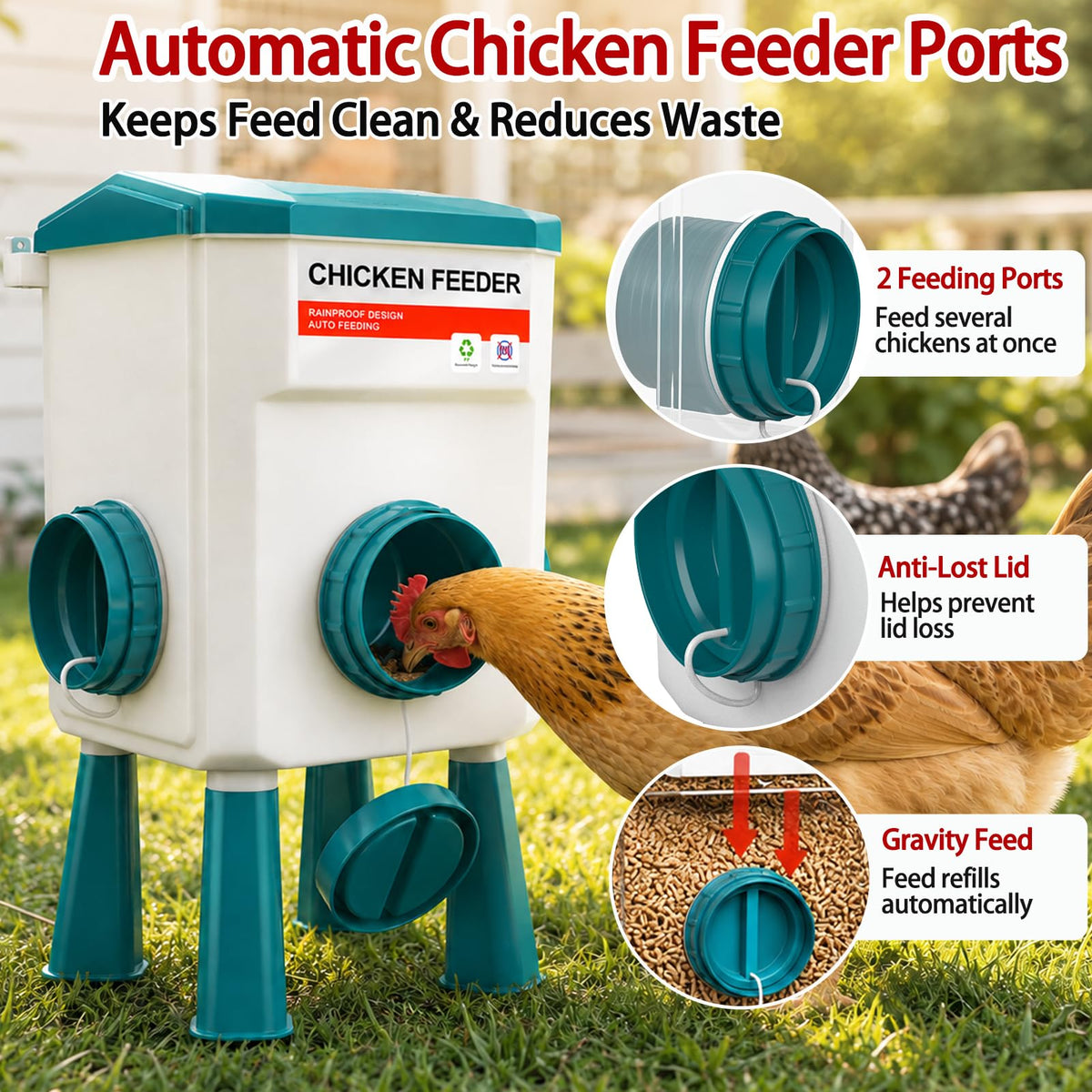 Automatic No Waste Poultry Feeder and Waterer Set C533