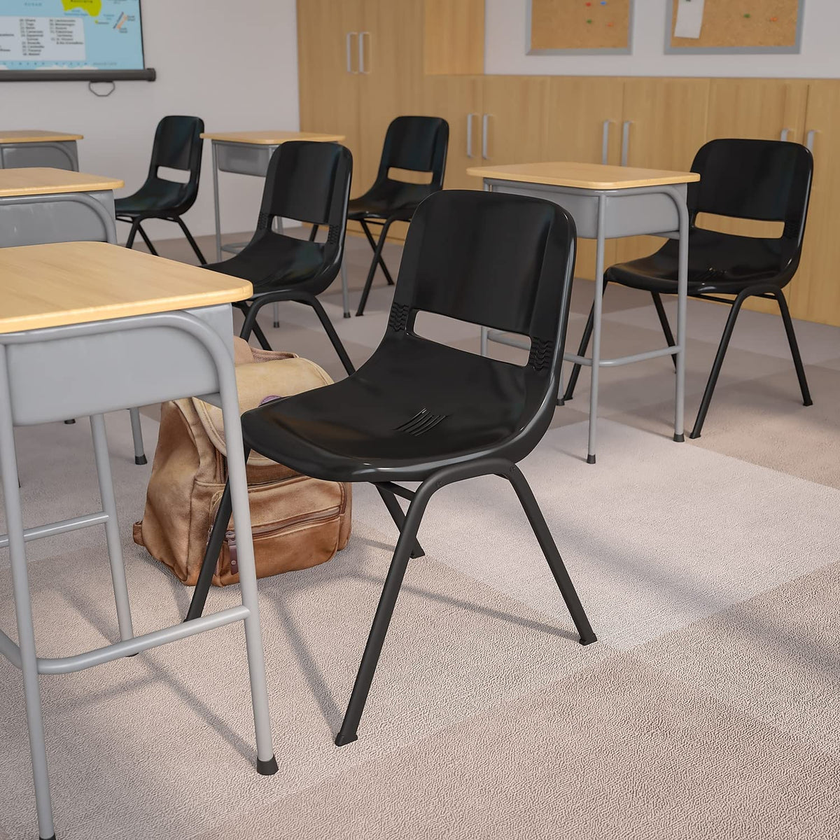 Black Ergonomic Stack Chair 5-Pack J15517