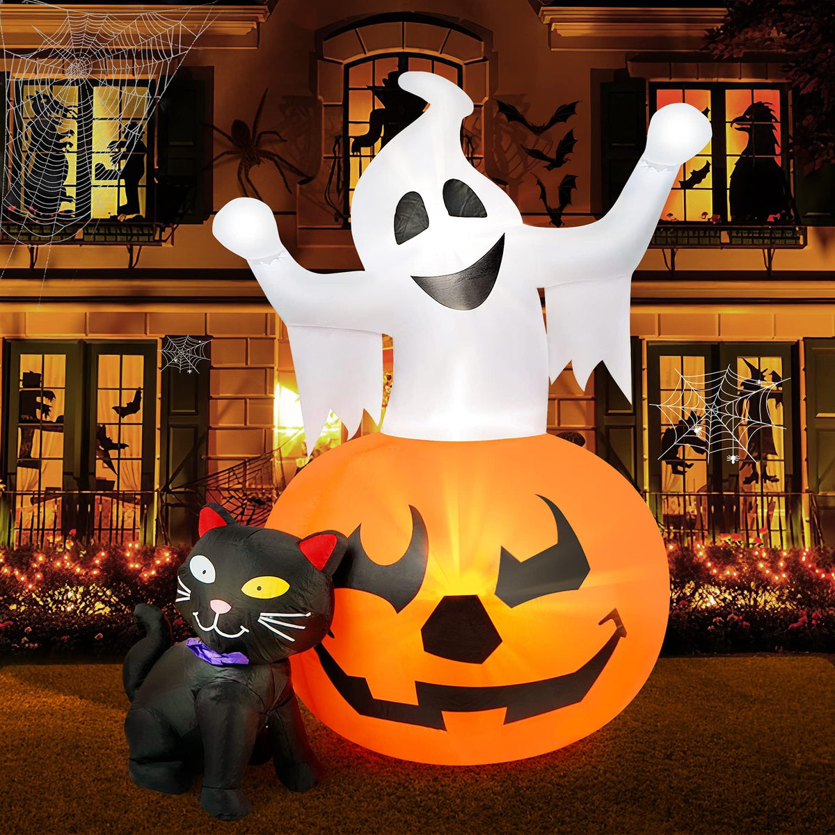 5 FT Halloween Inflatables Outdoor Ghost Pumpkin Black Cat Decor A3483