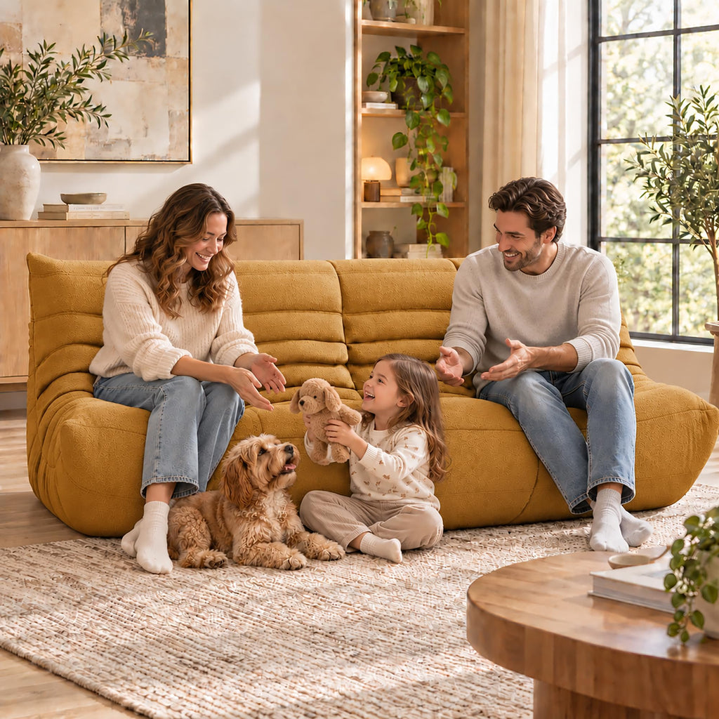Yellow 3 Seater Bean Bag Sofa U56894