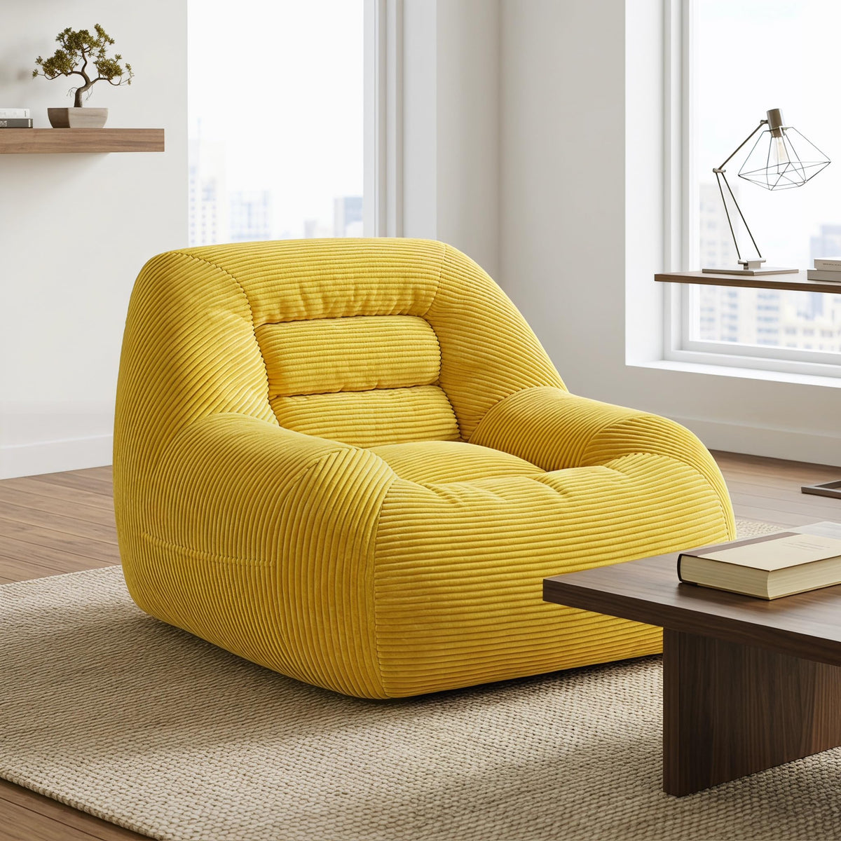 Oversized Corduroy Memory Foam Bean Bag Chair D362