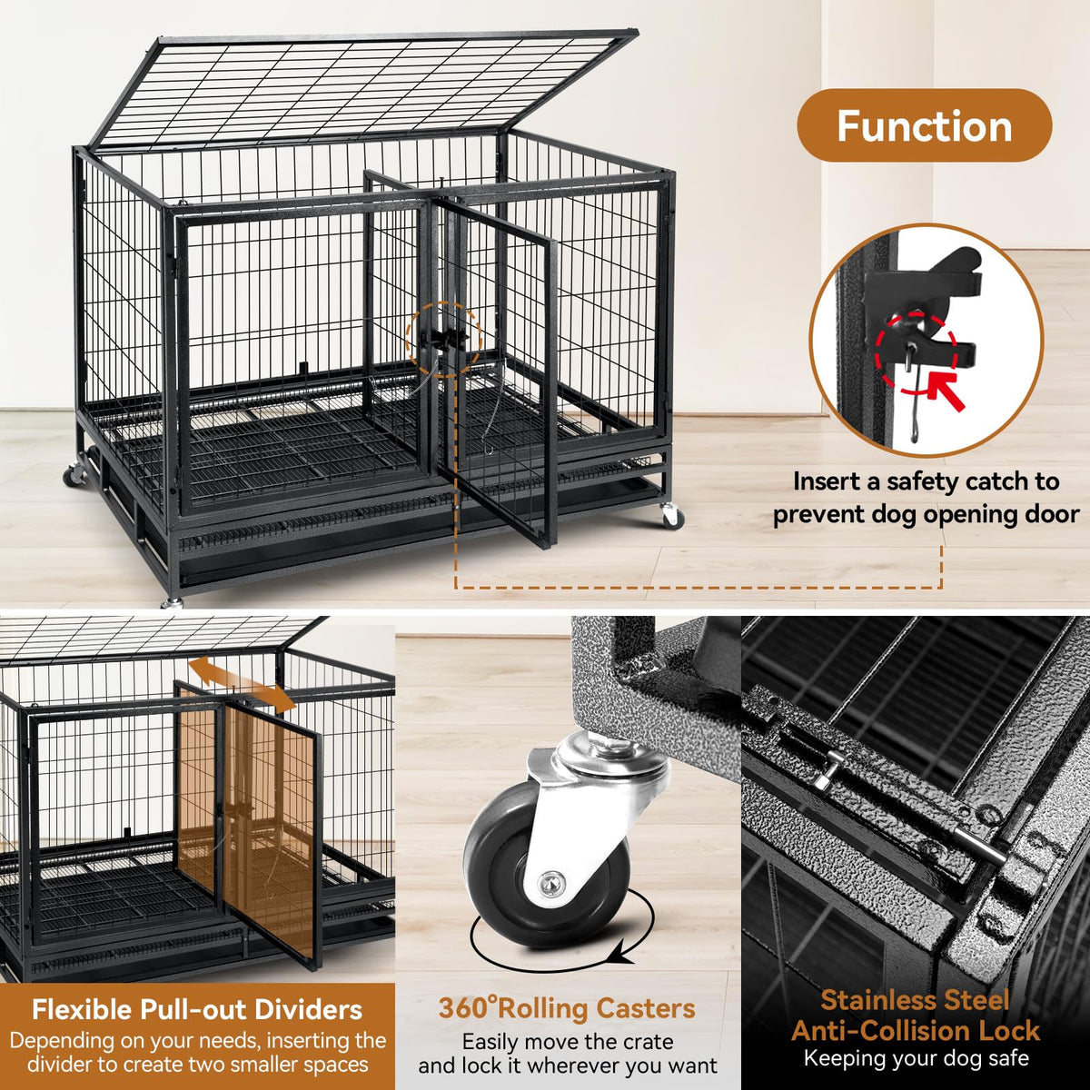 48inch Metal Wire Dog Crate with Divider N663589