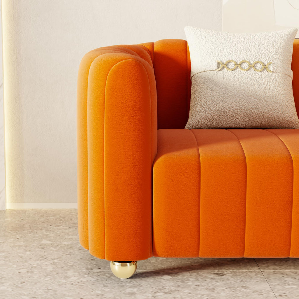 42" Velvet Sofa Chair with Gold Metal Legs C6401